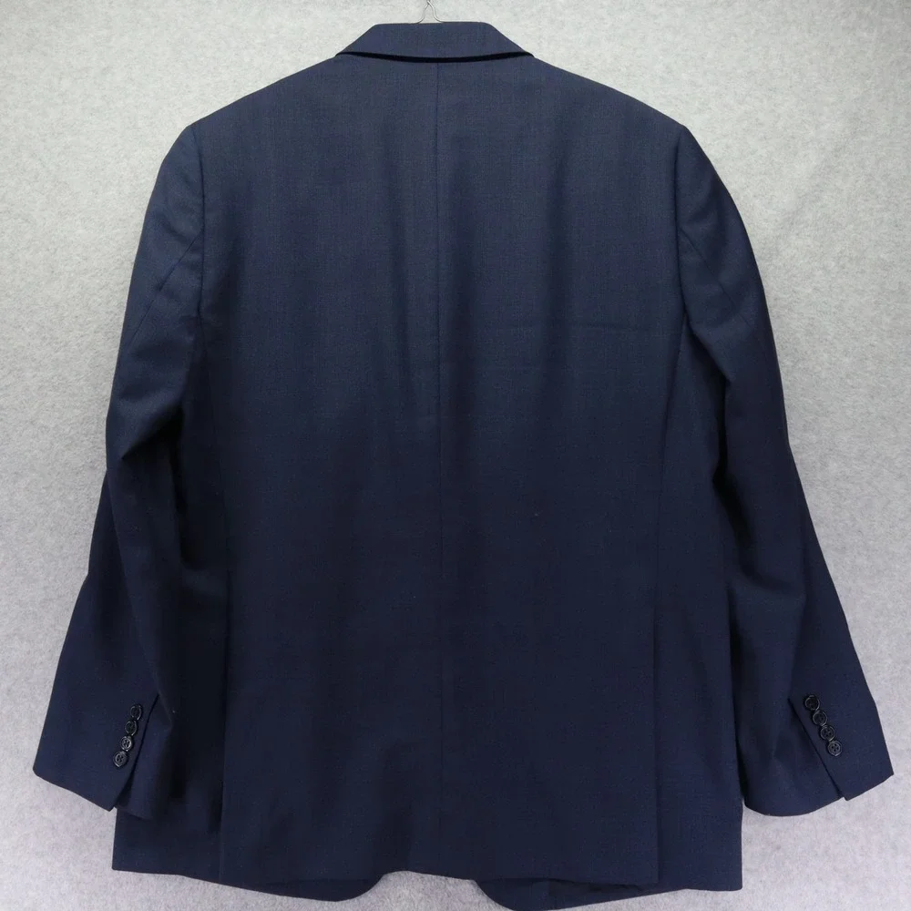 Jos A Bank Blazer Mens 44L‎ Tailored Wool 2-Button Suit Jacket Coat Blue Plaid